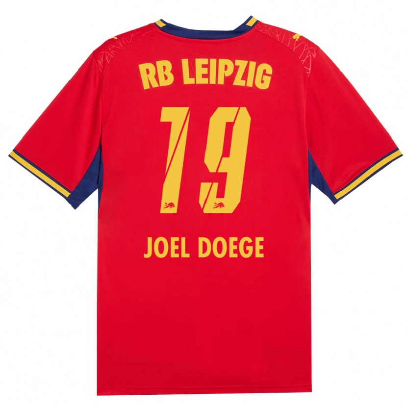 Danxen Kinder Louis Joel Doege #19 Rot Gelb Königsblau Auswärtstrikot Trikot 2026/27 T-Shirt Österreich