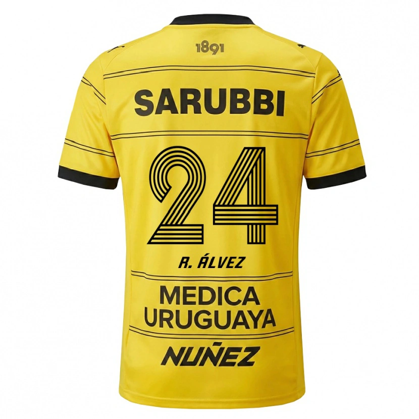 Danxen Kinder Rodrigo Álvez #24 Gelb Schwarz Auswärtstrikot Trikot 2026/27 T-Shirt Österreich