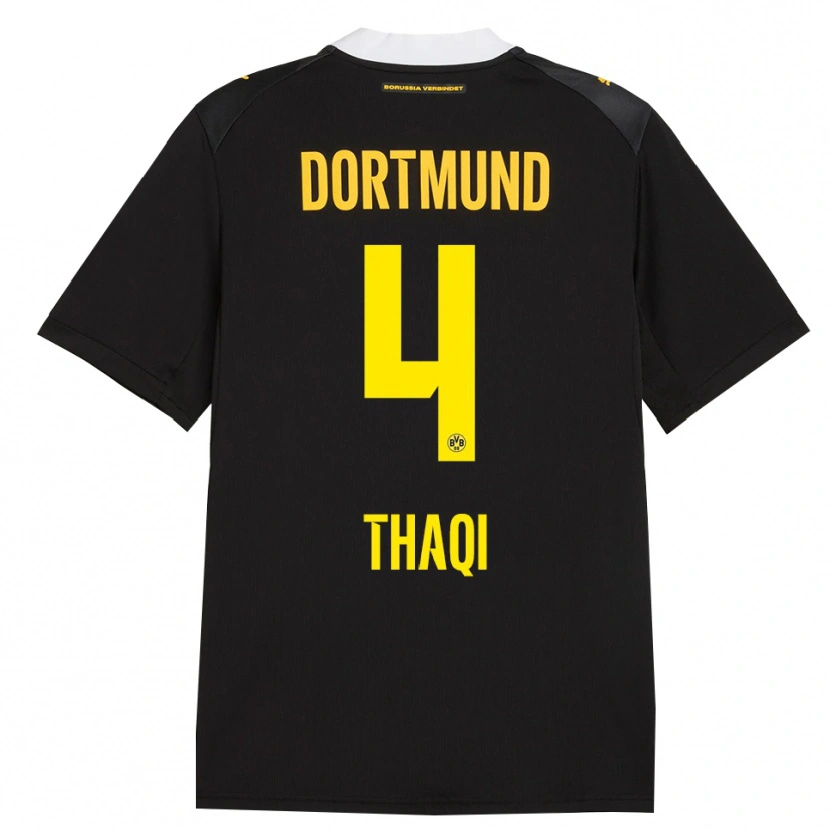 Danxen Herren Albin Thaqi #4 Schwarz Rot Gelb Auswärtstrikot Trikot 2026/27 T-Shirt Österreich