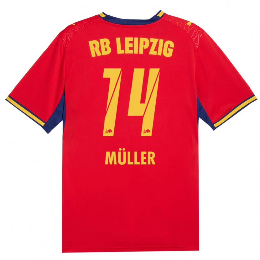Danxen Herren Hannes Müller #14 Rot Gelb Königsblau Auswärtstrikot Trikot 2026/27 T-Shirt Österreich