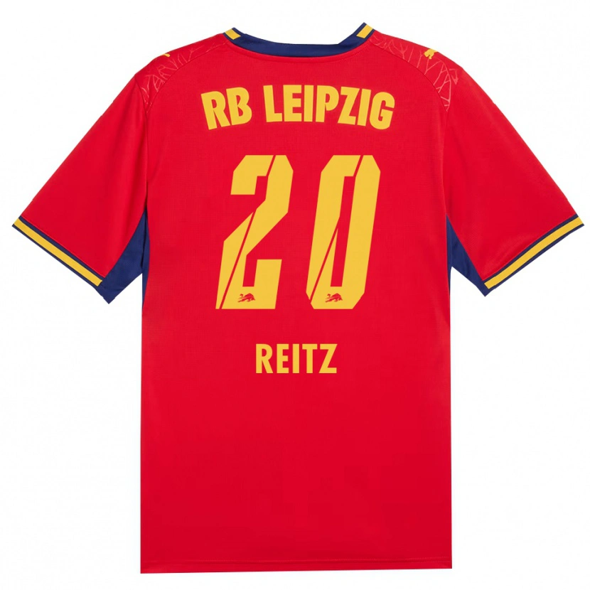 Danxen Herren Rocco Reitz #20 Rot Gelb Königsblau Auswärtstrikot Trikot 2026/27 T-Shirt Österreich