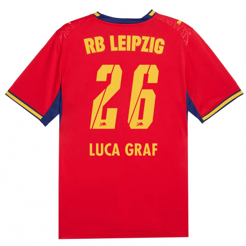 Danxen Herren Luca Marie Graf #26 Rot Gelb Königsblau Auswärtstrikot Trikot 2026/27 T-Shirt Österreich