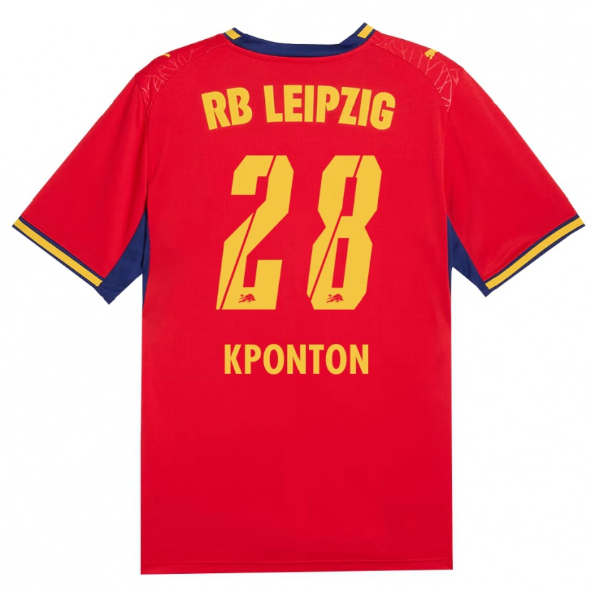 Danxen Herren Marwan Kponton #28 Rot Gelb Königsblau Auswärtstrikot Trikot 2026/27 T-Shirt Österreich