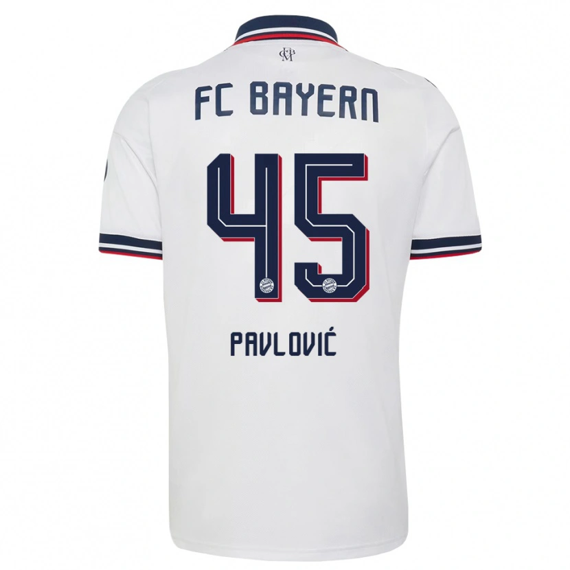 Danxen Herren Aleksandar Pavlovic #45 Weiß Grau Rot Auswärtstrikot Trikot 2026/27 T-Shirt Österreich
