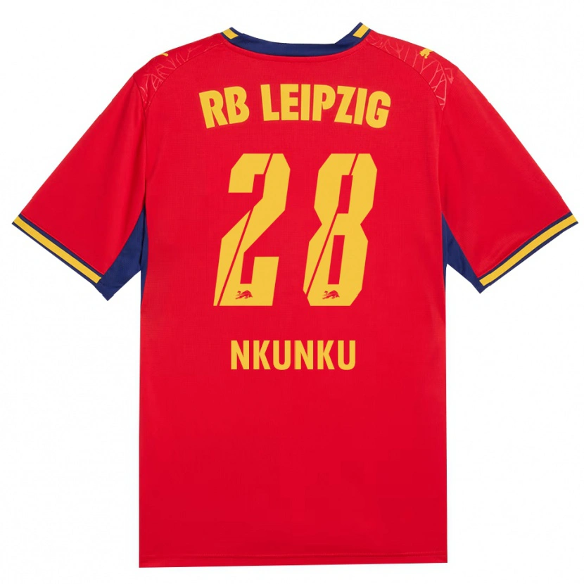 Danxen Damen Christopher Nkunku #28 Rot Gelb Königsblau Auswärtstrikot Trikot 2026/27 T-Shirt Österreich