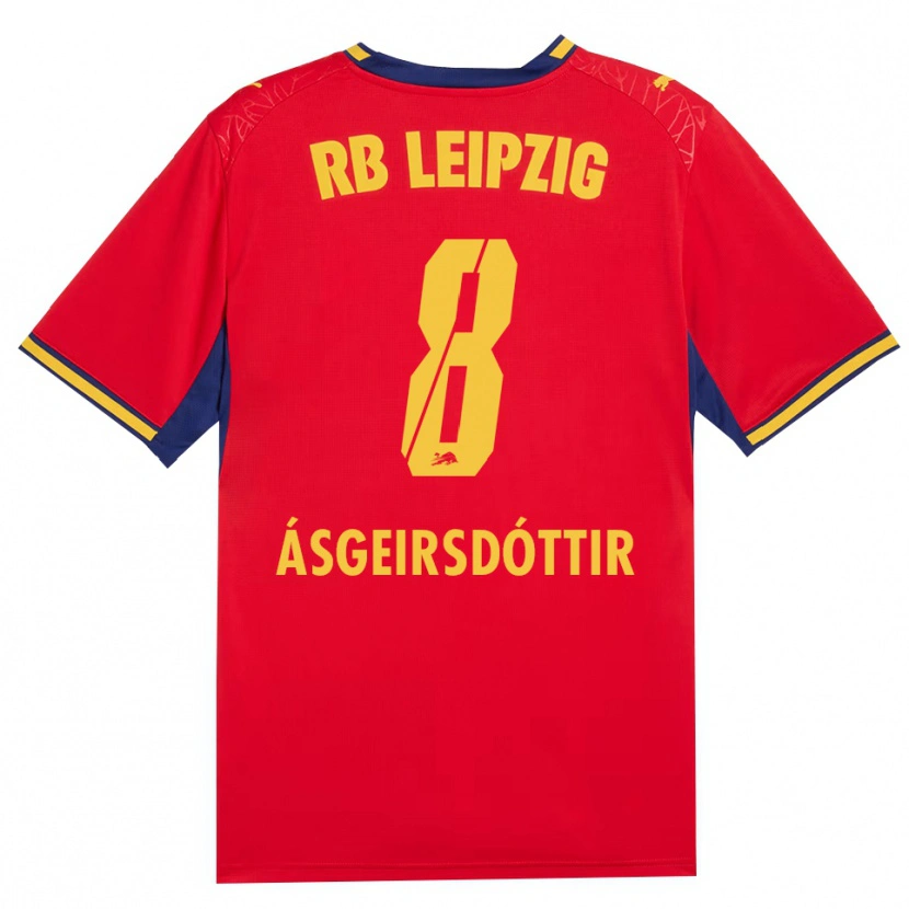 Danxen Damen Emilía Kiær Ásgeirsdóttir #8 Rot Gelb Königsblau Auswärtstrikot Trikot 2026/27 T-Shirt Österreich