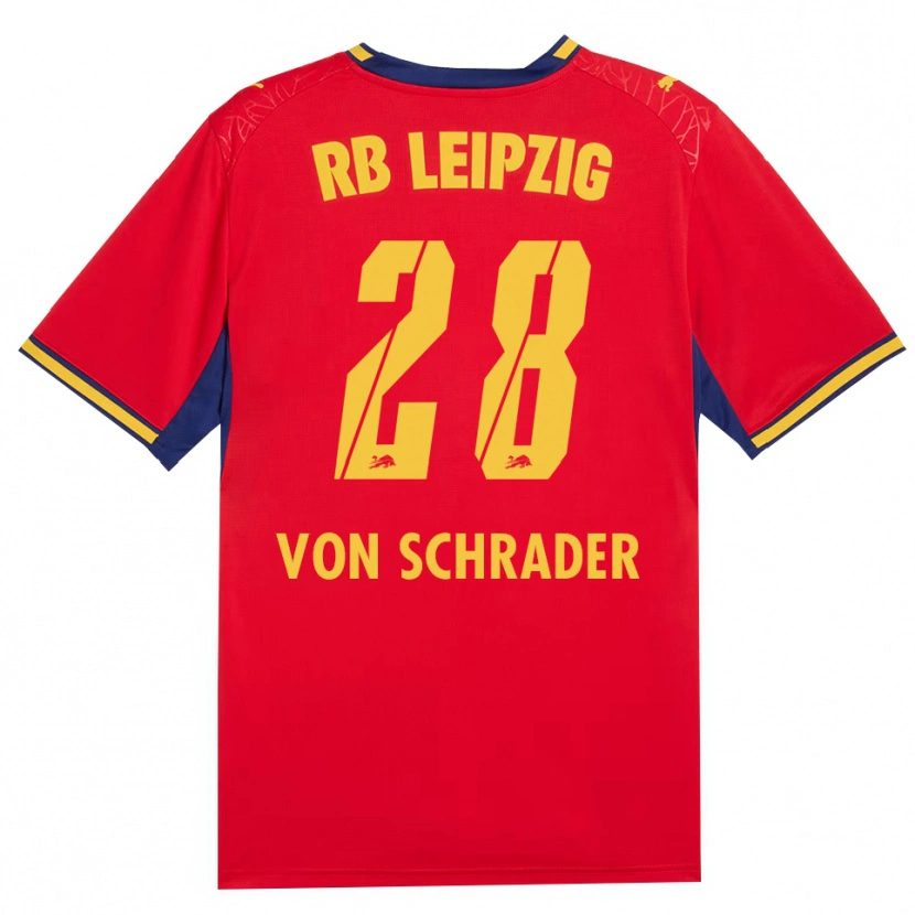 Danxen Damen Lina Von Schrader #28 Rot Gelb Königsblau Auswärtstrikot Trikot 2026/27 T-Shirt Österreich