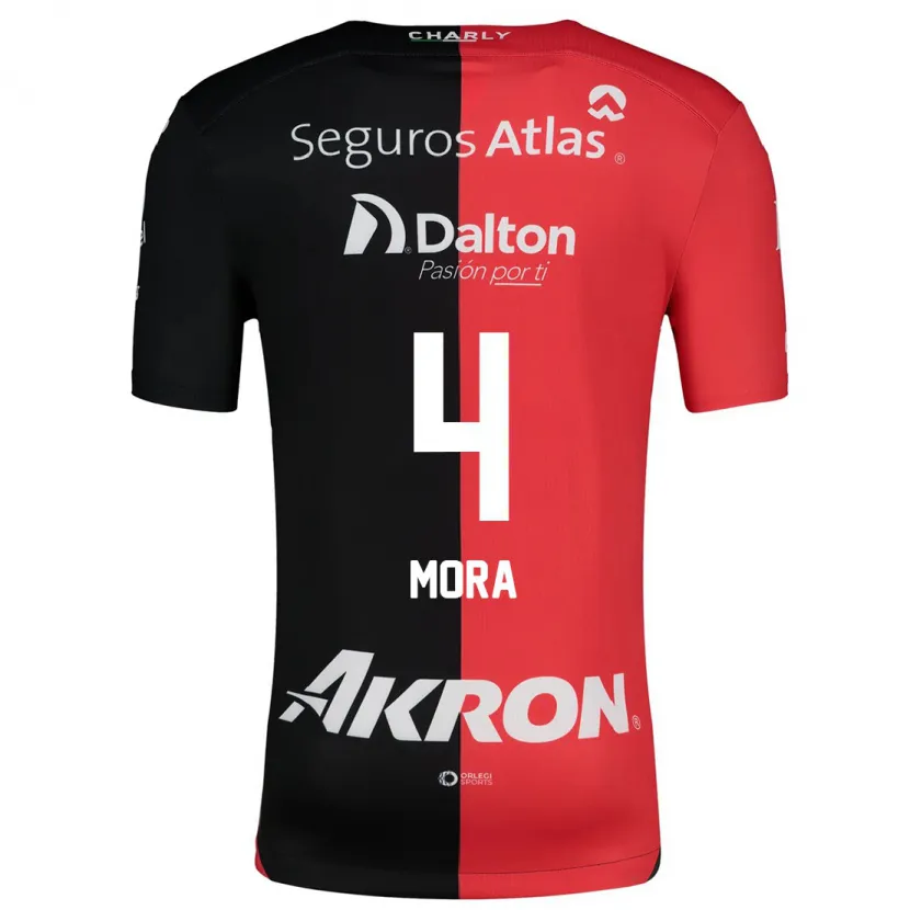 Danxen Herren Adrián Mora #4 Rot Schwarz Heimtrikot Trikot 2024/25 T-Shirt Österreich