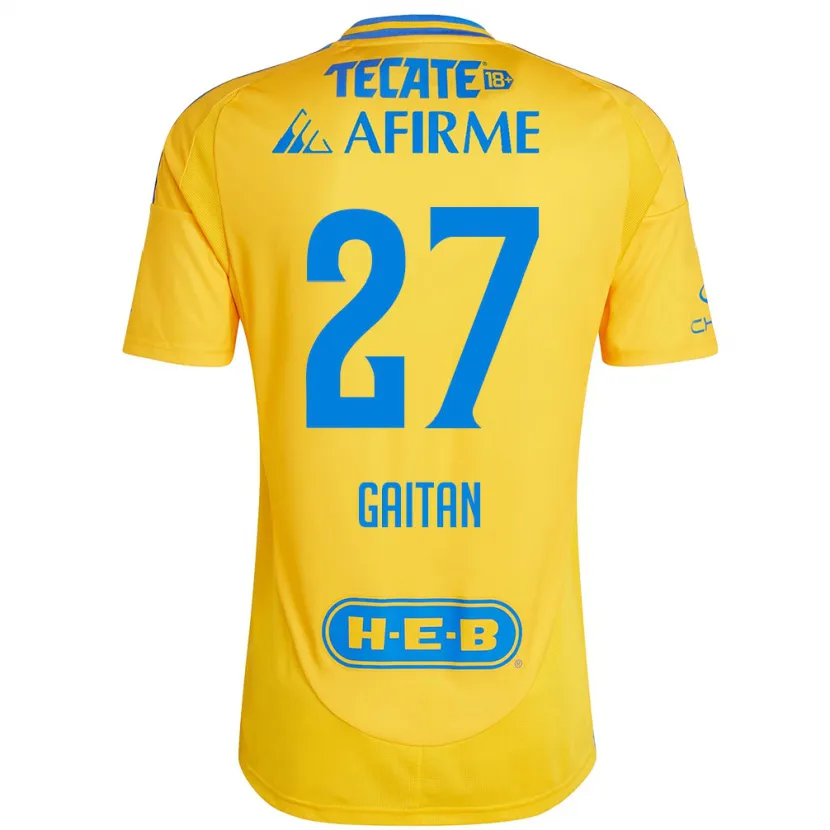 Danxen Kinder Natalia Gaitan #27 Goldgelb Heimtrikot Trikot 2024/25 T-Shirt Österreich