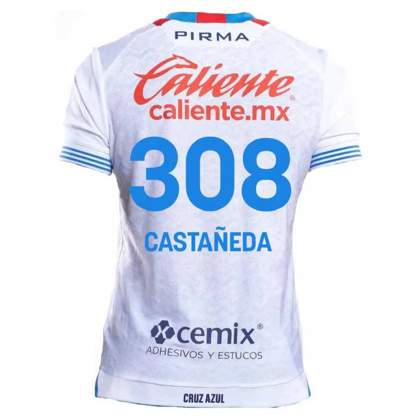Danxen Kinder Emiliano Castañeda #308 Weiß Blau Auswärtstrikot Trikot 2024/25 T-Shirt Österreich