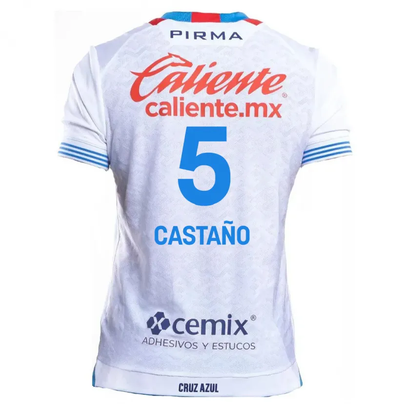 Danxen Kinder Kevin Castaño #5 Weiß Blau Auswärtstrikot Trikot 2024/25 T-Shirt Österreich