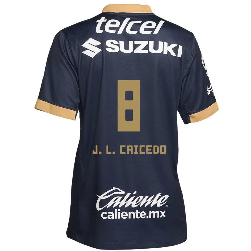 Danxen Kinder José Caicedo #8 Obsidian Gold Weiß Auswärtstrikot Trikot 2024/25 T-Shirt Österreich