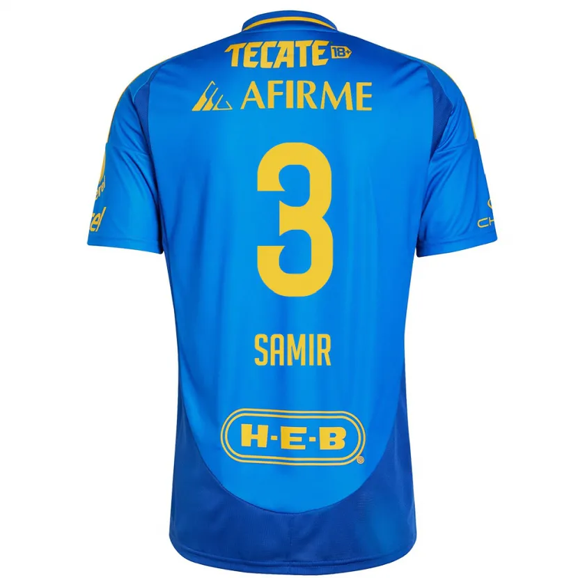 Danxen Kinder Samir Caetano #3 Blau Gelb Auswärtstrikot Trikot 2024/25 T-Shirt Österreich