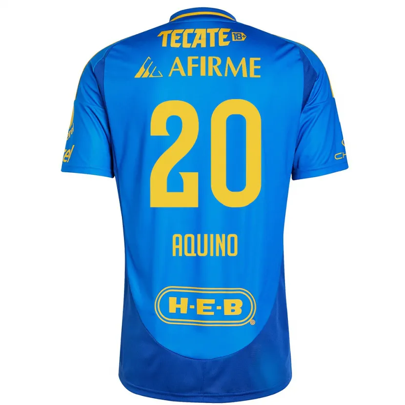 Danxen Kinder Javier Aquino #20 Blau Gelb Auswärtstrikot Trikot 2024/25 T-Shirt Österreich