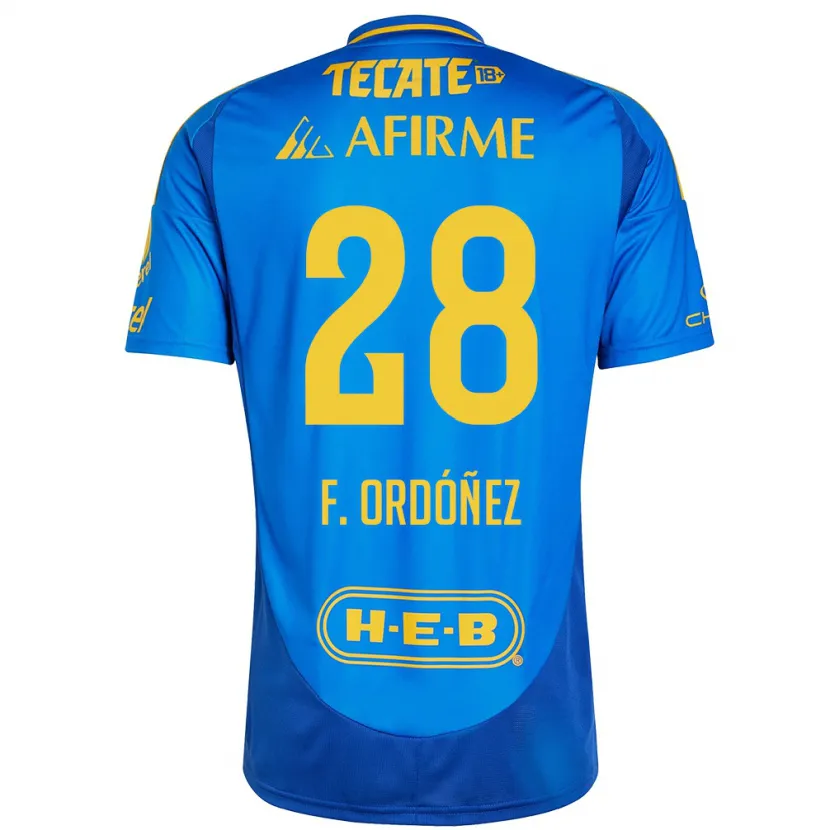 Danxen Kinder Fernando Ordóñez #28 Blau Gelb Auswärtstrikot Trikot 2024/25 T-Shirt Österreich