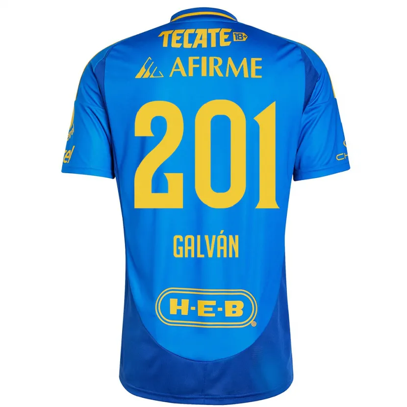 Danxen Kinder Isac Galván #201 Blau Gelb Auswärtstrikot Trikot 2024/25 T-Shirt Österreich